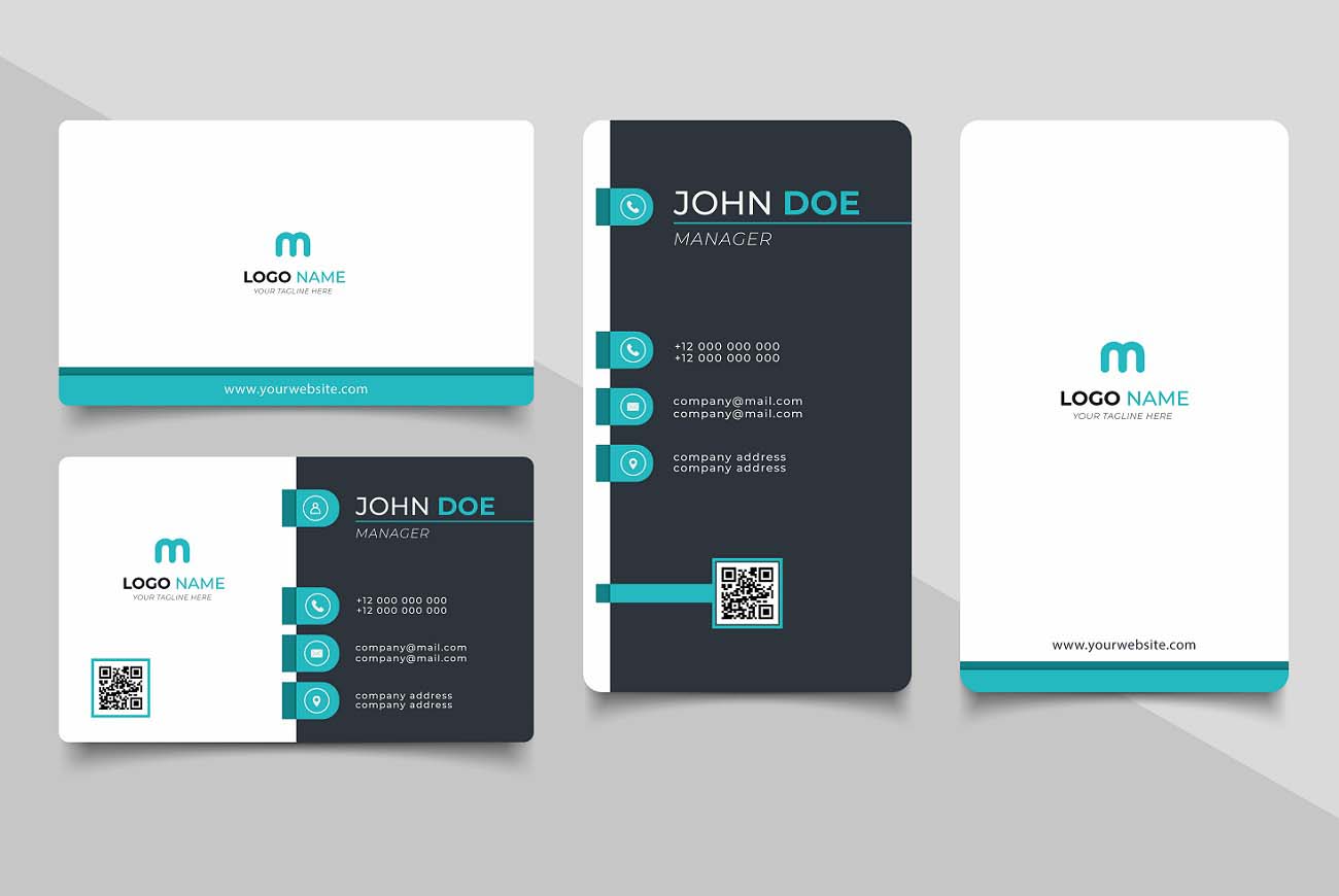 Trendige, minimalistische abstrakte Visitenkartenvorlage in Rosa und Blau. Modernes Corporate-Design mit geometrischen Linien. Vektor-Designhintergrund mit beispielhaftem Namenstext.