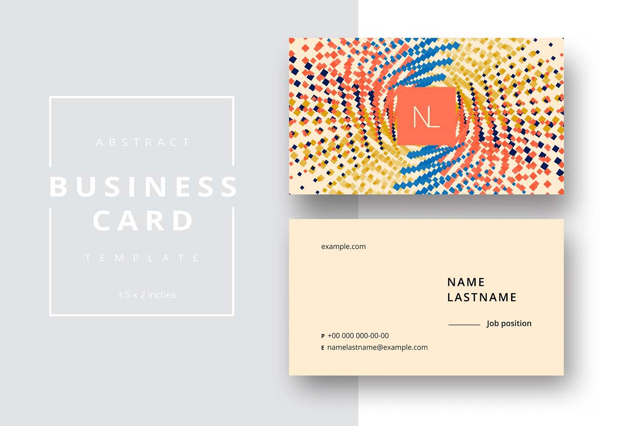 Trendige, minimalistische abstrakte Visitenkartenvorlage. Modernes Corporate-Design mit geometrischem Muster. Vektor-Designhintergrund mit beispielhaftem Namenstext.